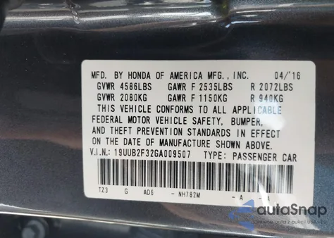 2016 Acura Tlx V6 z USA, uszkodzony, nr VIN 19UUB2F32GA009507